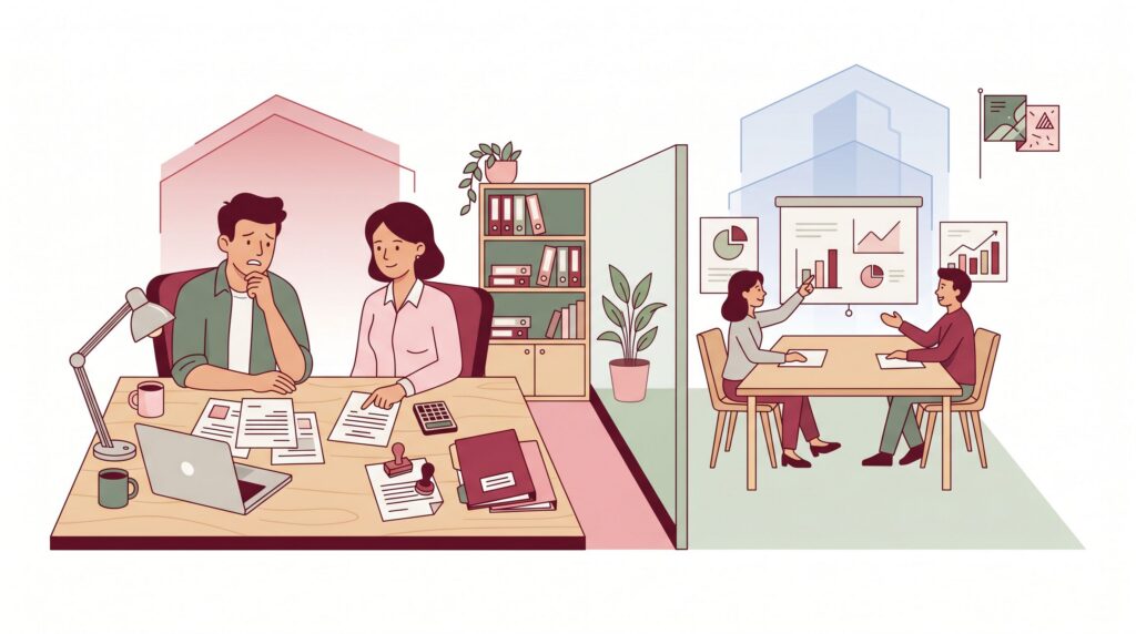 Illustration zu steuerlichen Fallstricken einer Limited mit deutschem Homeoffice, Unterlagenprüfung und Managemententscheidungen