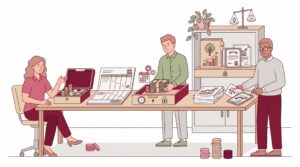Illustration zur strukturierten Anlage von Firmengeld mit Liquiditätsreserve, Festgeld und langfristigen Unternehmensinvestitionen