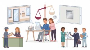 Illustration zur rechtlichen Nutzung einer virtuellen Geschäftsadresse mit Vergleich zwischen echter ladungsfähiger Adresse und riskanter Briefkastenlösung